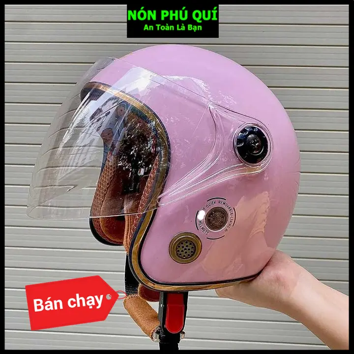 Nón bảo hiểm 3/4 kính dài Phú Quí ĐEN hàng chất lượng dẹp Mh02 6