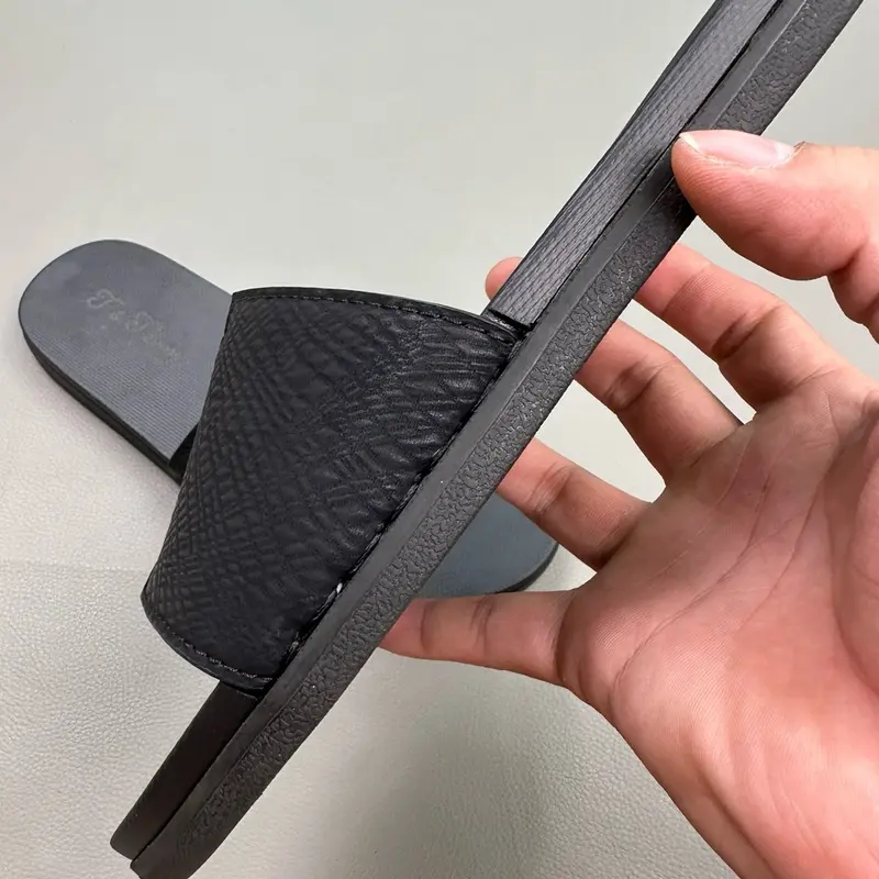 Dép Nam quai ngang da sít đế cao su đã khâu quai,cao 2cm (mã T13) Slipper DéP Đế Bằng 3