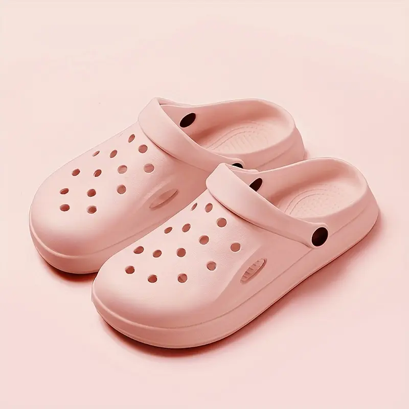 EVA Solid Color Clogs, Lightweight Flat Soft Sole Home Garden Clogs, Breathable Hollow Beach Clogs Boy Footwear 4