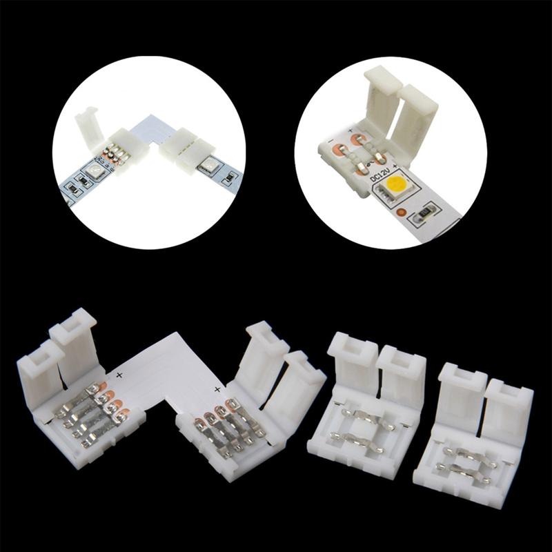 4 Pin LED Connector L Shape Corner Quick Splitter Right Angle 10mm 5050 RGB LED 9