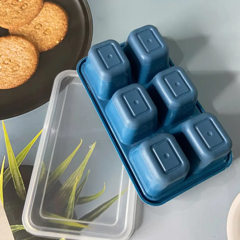 Combo 5 Khay Làm Đá 6 Ô Chất Liệu Nhựa Kết Hợp Silicon, Khay Làm Đá Có Nắp Đậy , Sâu Lòng , Khuôn Làm Đá, Khuôn Làm Thạch khayla  mdavientron 1