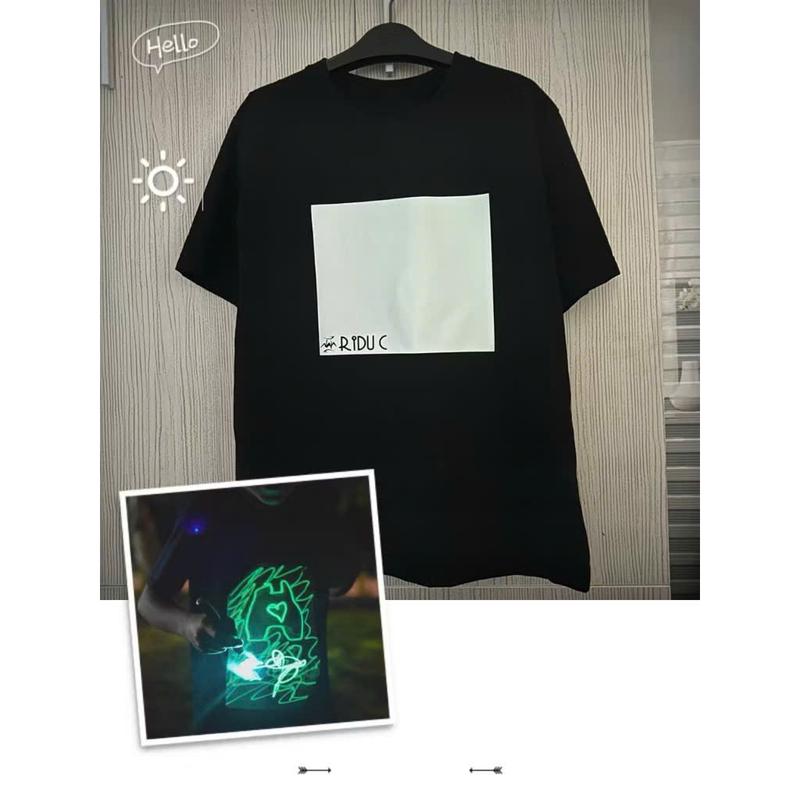 [TD store] Áo thun dạ quang phát sáng DIY tự vẽ bằng đèn flash, nội dung theo ý thích