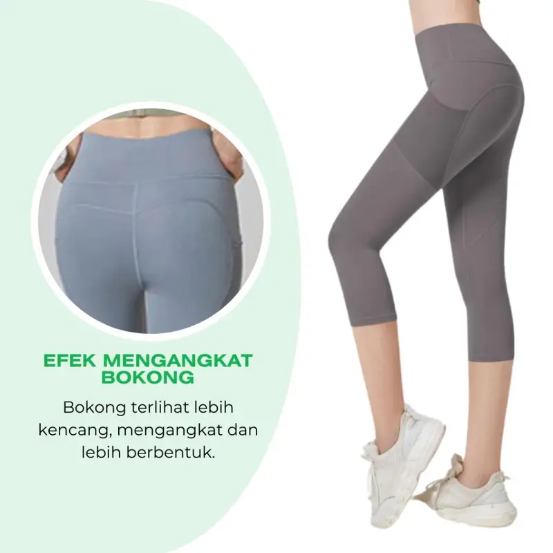 KKONE Legging Olahraga Wanita High Waist Celana Olahraga 7/8 Yoga Gym Joging Senam Pakaian Outdoor Sport(L003) 4
