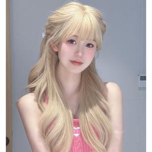ホワイト COS ウィッグフルヘッドスタイルロングカーリービッグウェーブウィッグ女性のフルヘッドセットシミュレーションウィッグ女性のフルヘッドセット