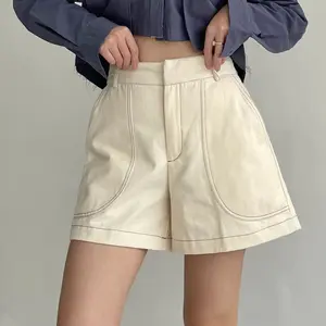 Peach Poppy KARINA Contrast Stitch Short Premium Pants - Celana Pendek Denim Look Alike Basic Shorts