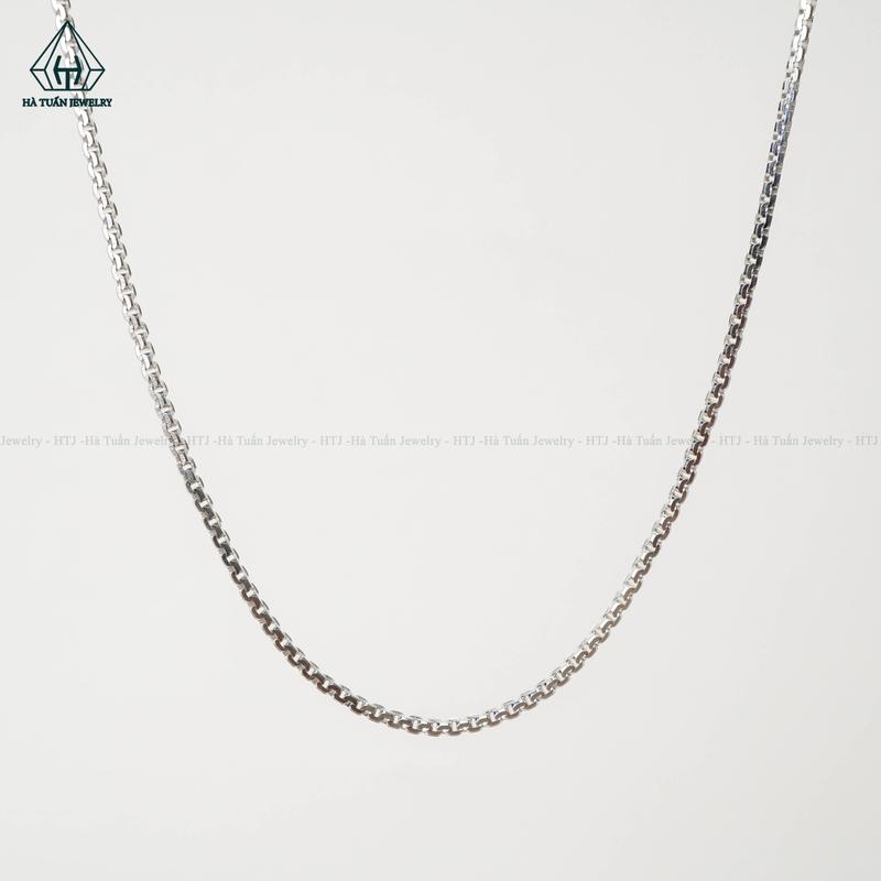 Dây Chuyền Hộp Nữ Bạc 925 Xi Kim Bản 1.2mm NCX007 Hà Tuấn Jewelry