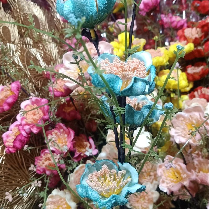 10 cành hoa trà gạo cổ, dài 60 cm, mỗi cảnh 5 bông, bị xốp, dùng để trang trí nhà cửa ,cắm lọ Nhiều màu sắc Đồ trang trí 3