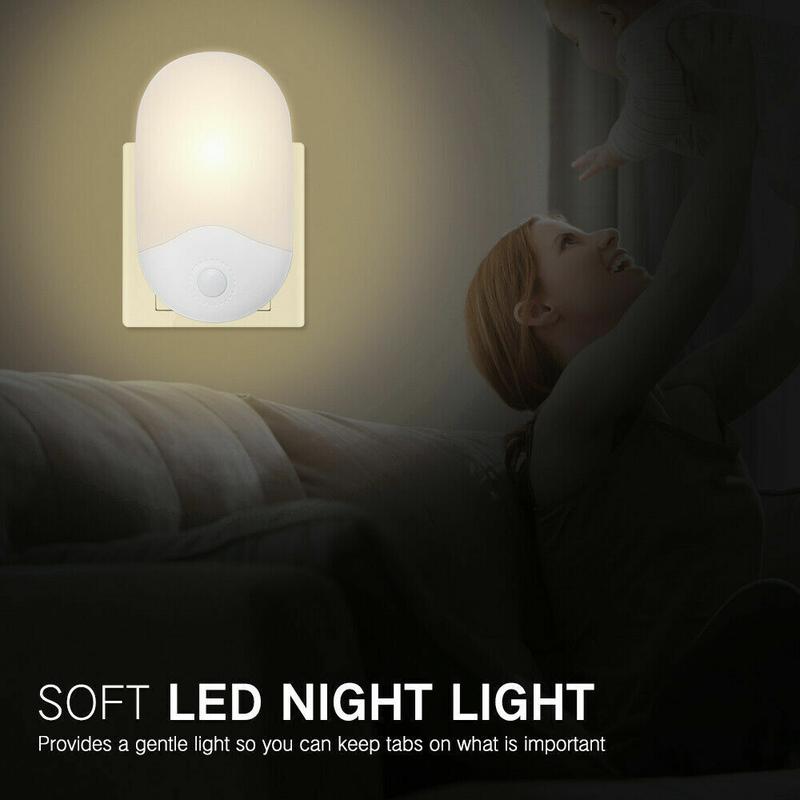 Dusk to Dawn Automatic Light Sensor EU UK US Wall Plug In LED Night Light Lamp 5