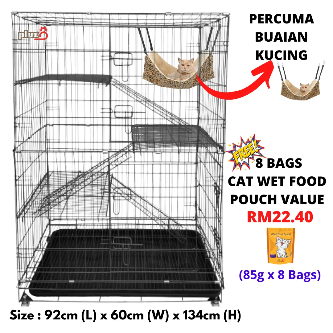 3 Level Cat Cage (Large) Pet Cage,Cat Cage,Household Cat Cage ,Cat Pet House Cat House Mobile Pet  Wrought Iron 36"L x 24"W x 50"H