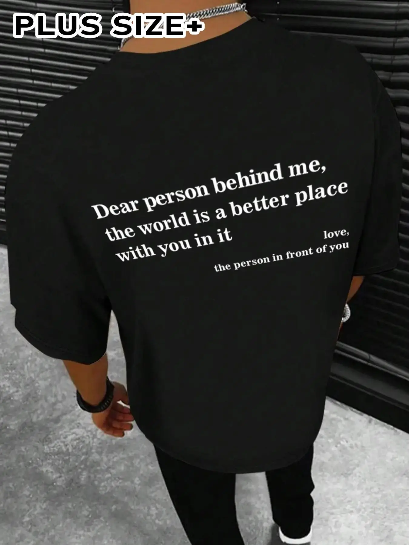Unisex Plus Size Letter Print Round Neck Tee, Men's Loose Casual Short Sleeve Crew Neck T-Shirt for Summer, Plus Size Clothes for Daily Wear