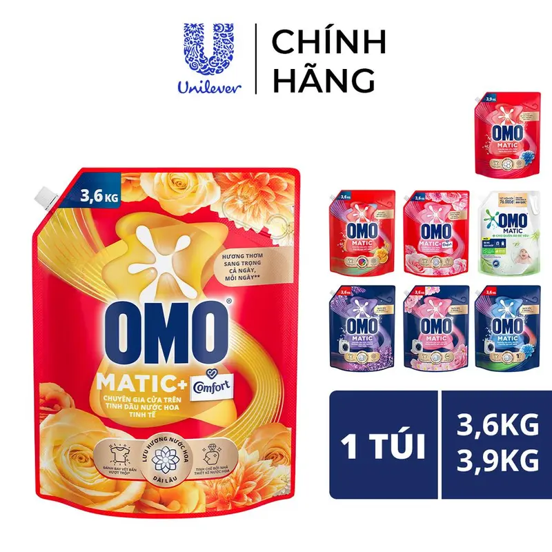 Nước Giặt OMO MATIC Cửa Trên | Cửa Trước | Cửa Ngang Sạch Bẩn Lưu Hương - Túi 3.6KG | 3.7KG 1