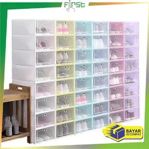 [COD] FH C158 Kotak Sepatu Lipat Tembus Pandang Tebal Penyimpanan Sepatu Kotak