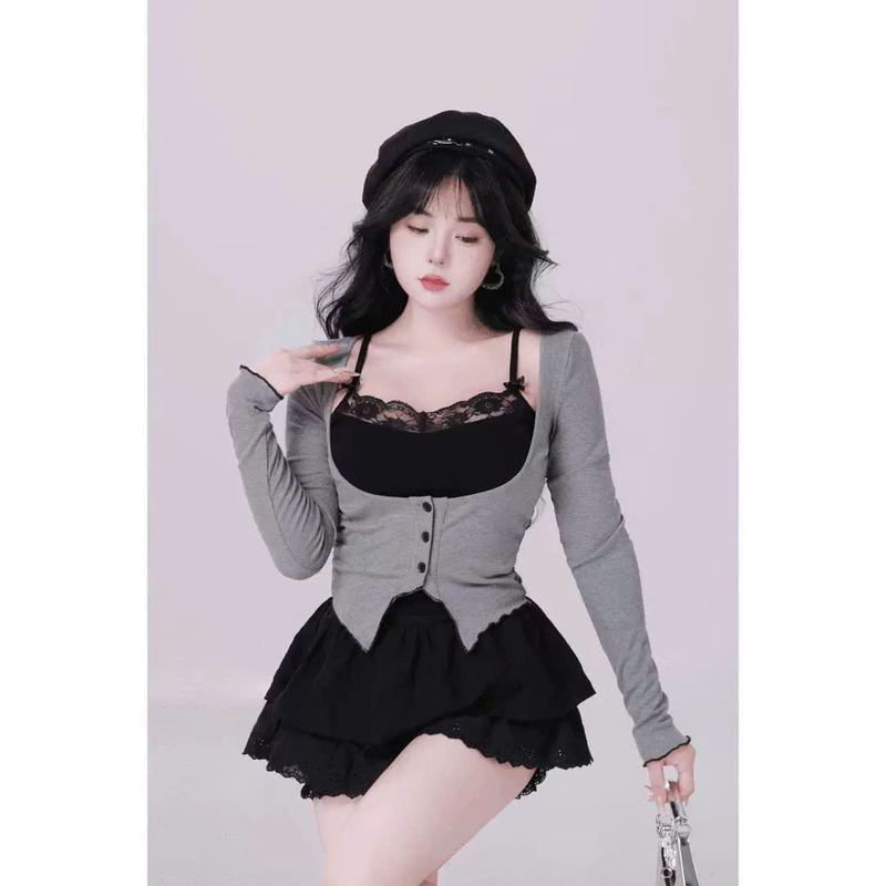 Áo Kiểu Dài Tay Có Bigsize Áo Thun Cổ U Phối Nơ Ren Sang Chảnh Thời Trang Cho Nữ