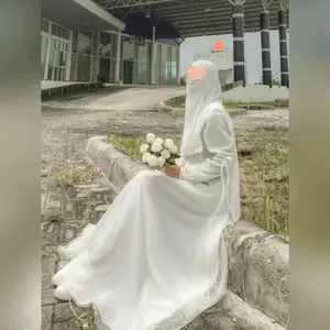 Gaun Pengantin Syar'i Gaun Pernikahan Anggun Dress Akad Putih Dress Wisuda Mewah Gamis Kondangan Brokat Gamis Lebaran Mewah Kebaya Maxi Syari Gamis Pesta Muslimah Dress Lamaran Wanita