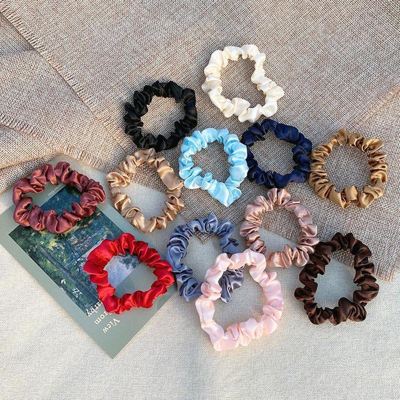 Product Introduction of Lotus Root Pink Dingbu Large Intestine Ring Hair Ring Color Solid Headwear Cloth Set Headstring O0J2 28