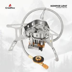 CREDIFOX Kompor Lipat Ultralight - Kompor Gas Portable Lipat 3 Burner Ultralight Camping Stove