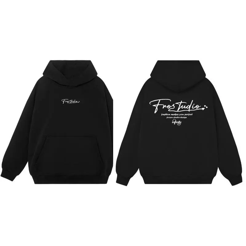 Áo hoodie  họa tiết in chữ  nam nữ mặc đều đẹp F R O S Menswear Dài Tay