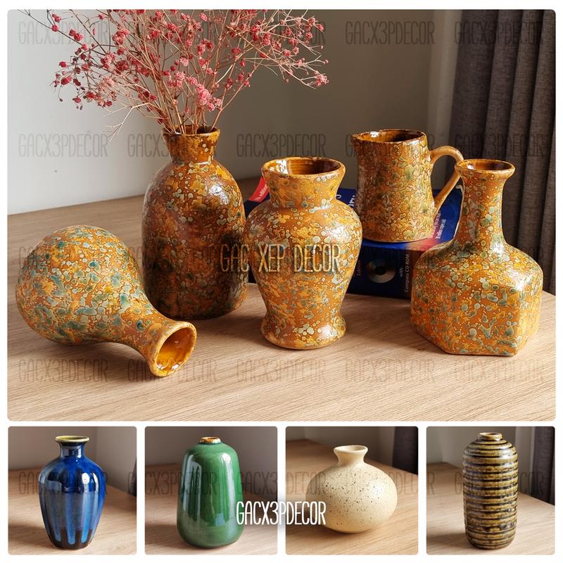 Lọ hoa gốm sứ mini Vintage Bát Tràng Decor Phòng