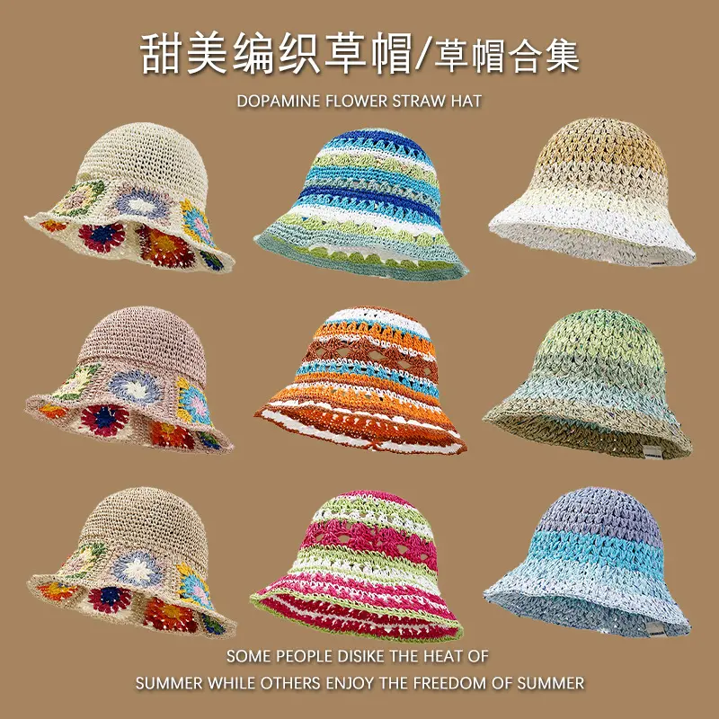Mũ Bucket Đan Phong Cách Nhật Bản, Đan Khoen, Dành Cho Nữ, Mùa Xuân Và Mùa Hè, Ngọt Ngào, Thích Hợp Cho Du Lịch Ngoài Trời, Vòng Đầu Lớn, Làm Cho Khuôn Mặt Trông Nhỏ Hơn, Mũ Ngư Dân