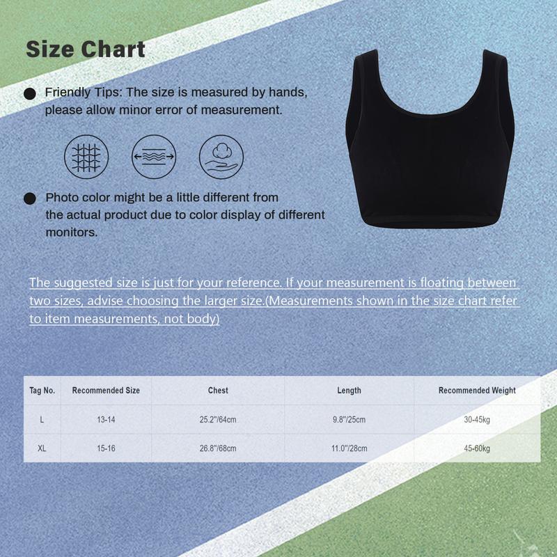 Product Introduction of Moggemol  Kids Girls Built-in Pads Crop Tank Top Cotton Vest Sports Bra Puberty Underwear for Daily Life Workout Yoga 0