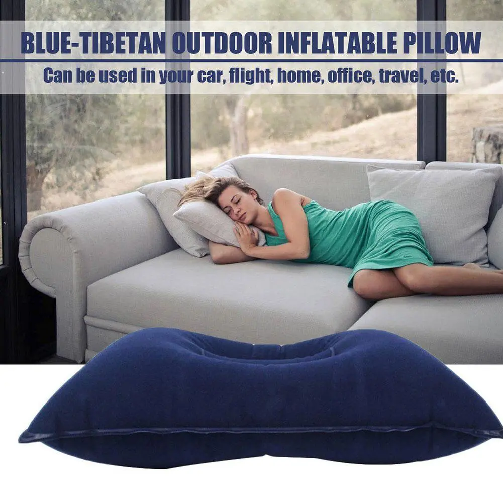 1pcs PVC Flocking Inflatable Pillow Outdoor Travel Camping Portable Square Pillow Soft And Comfortable