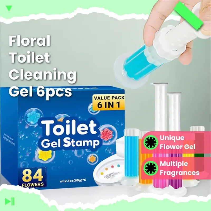 Portable Toilet Cleaning Gel, 6/60pcs Creative Flower Design Toilet Cleaner Gel, Household Toilet Cleaning Accessories, Cleaning Supplies, Summer Essentials House Cleaning Tools, Bathroom Accessories, Bathroom Cleaner, Home Cleaning Products 1