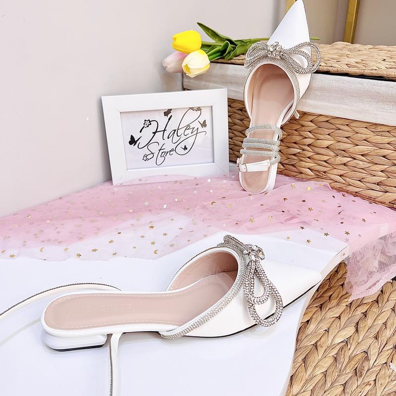 Product Introduction of Giày nơ xoàn vip 2p HALEY STORE đế bệt nơ đính xoàn mũi nhọn dây xoàn tiểu thư tiệc cưới bền đẹp đi học đi chơi đi làm êm chân 32