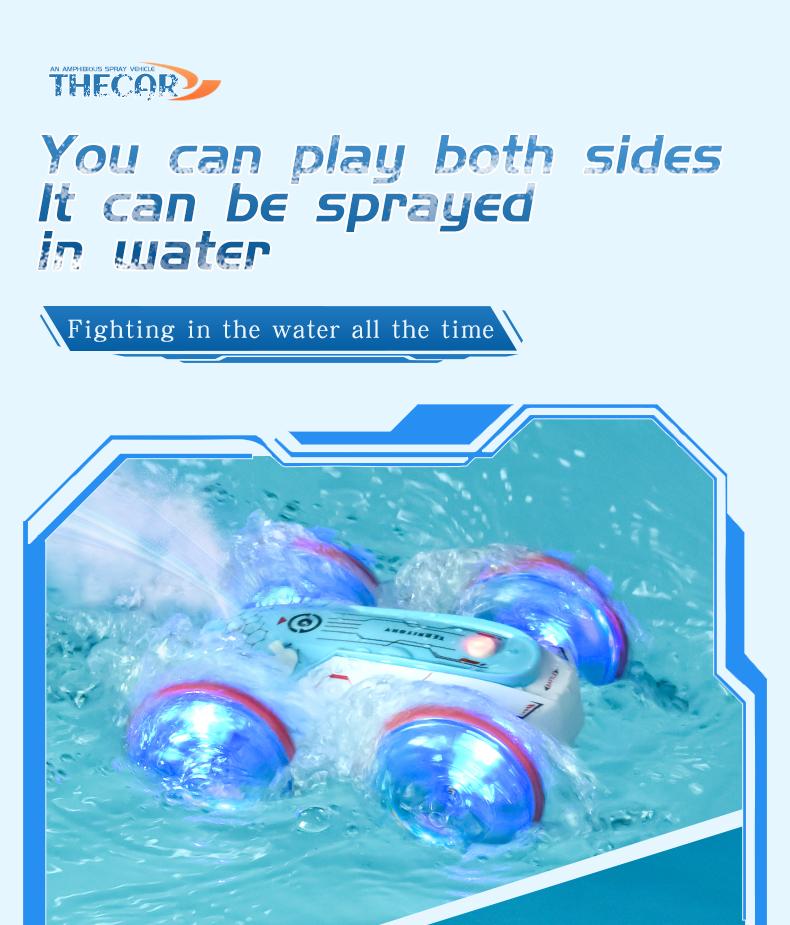 Product Introduction of 2.4GH LED RC Car Amphibious Stunt Remote Control Vehicle Double Sided Rolling Driving Jet Remote Control Car Toys for Boys 5