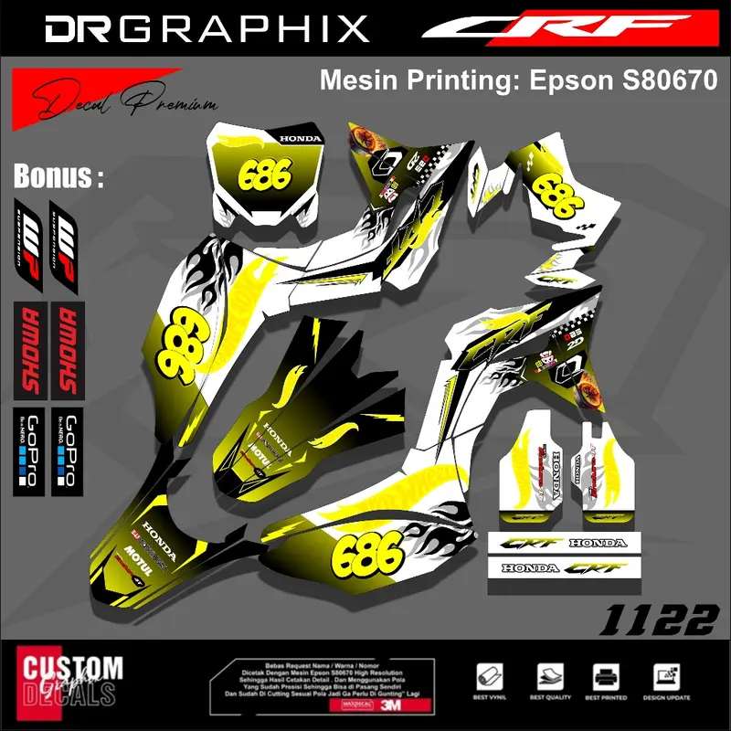 DECAL VARIASI HONDA CRF 150 L HOTWHEELS STYLE / STICKER LIST MOTOR CRF 150 L HOTWHEELS STYLE 6