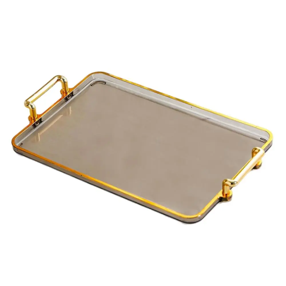 Serving Tray with Handle Gold Handle Tray Food Trays for Breakfast in Bed Easy to Clean Practical Sturdy Cosmetic Storage Decorative Tray
