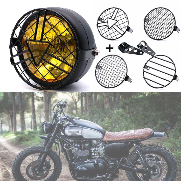 Đèn Pha Cổ Điển Sửa Đổi Cho Xe Máy CG125, Đèn Trước Cổ Điển GN125, Vỏ Sắt, Đèn Chùm Cao Thấp Màu Đen, Đèn Tròn 1
