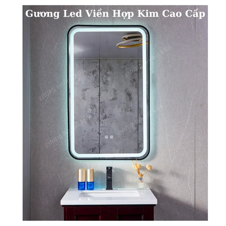 Gương nhà tắm treo tường kích thước 60x80cm, gương phòng tắm tính năng cảm ứng led 3 màu, khung hợp kim chống nước mã GCN-N3003