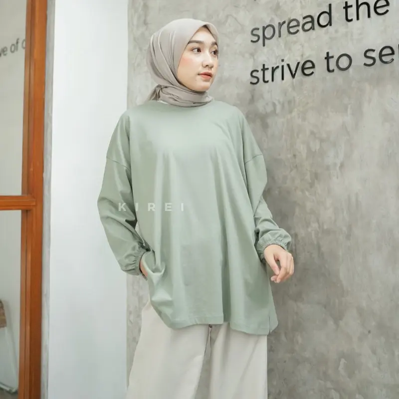 Kirei Outfit - Basic Oversize Top Lengan Panjang Karet Polos Nonbusui dan Busui 3