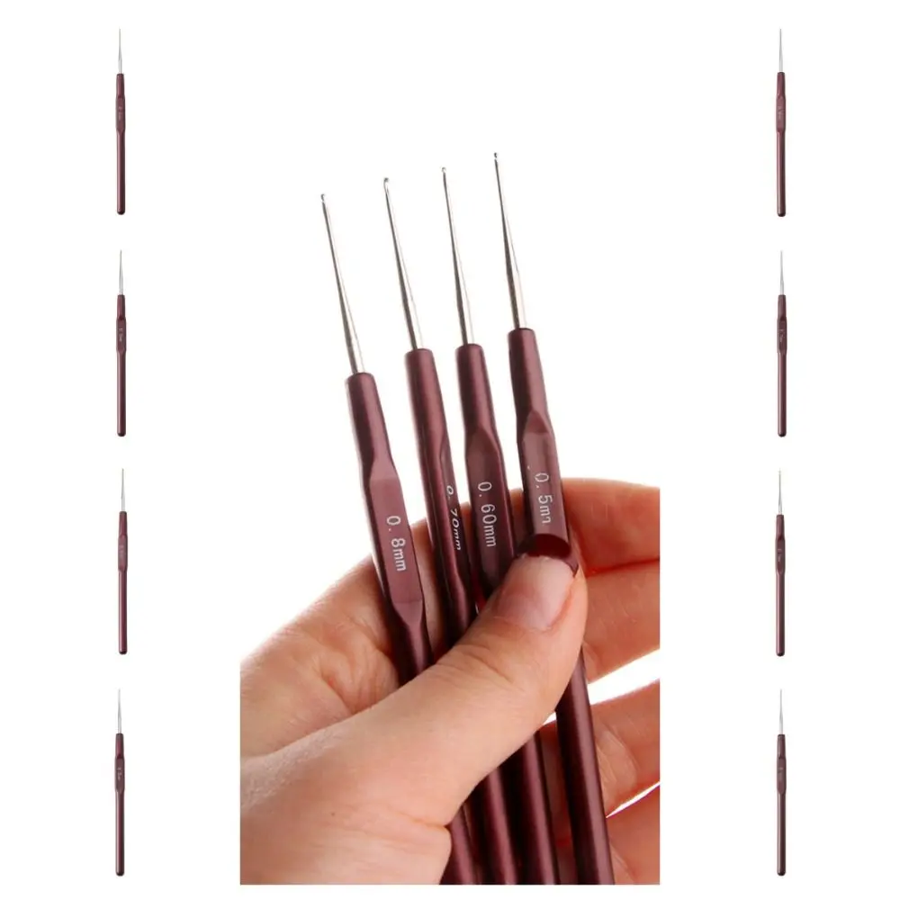 Sewing Tools 0.5Mm 0.6Mm 0.7Mm 0.8Mm Hook Needle Knitting Metal Micro Hook Hair Weaving Hair Extension Crochet Hooks for Making Braiding
