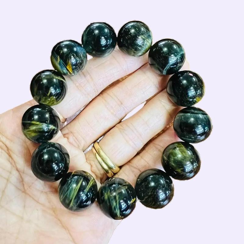 KN07 MắtChimƯng Vòng tay phong thủy Đá Mắt chim ưng ánh vàng cho Mệnh Thủy và Mộc