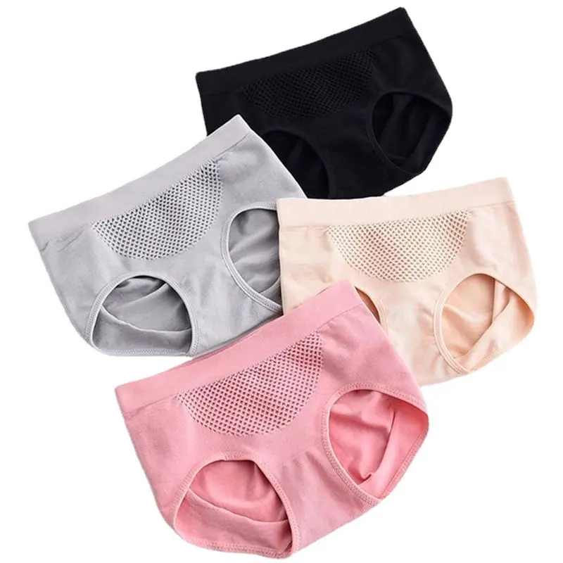 Đồ Lót Tổ Ong, Dành Cho Phụ Nữ, Cạp Thấp, Thoải Mái Và Thoáng Khí, Liền Mạch, Màu Trơn Nâng Bụng, Quần Sịp Bé Gái 0