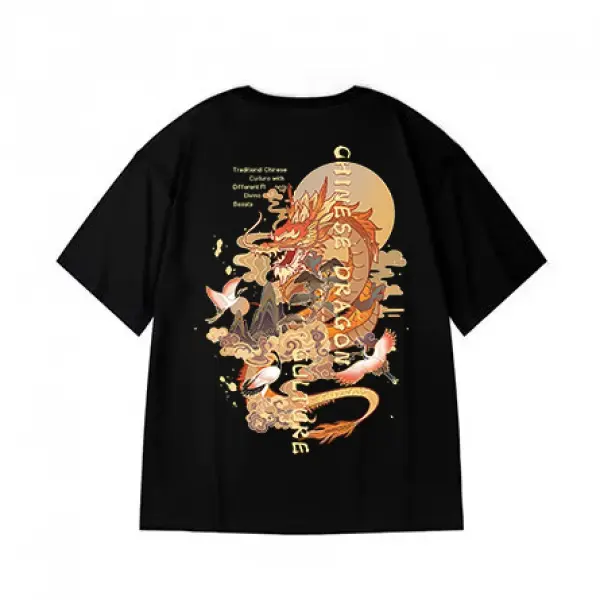 M-áo phông ngắn tay cổ tròn dành cho nam và nữ, họa tiết rồng vàng, hip hop đường phố mới, thời trang cặp đôi, lớn, giản dị, giải trí, năm phần tư, mùa hè 2024 7