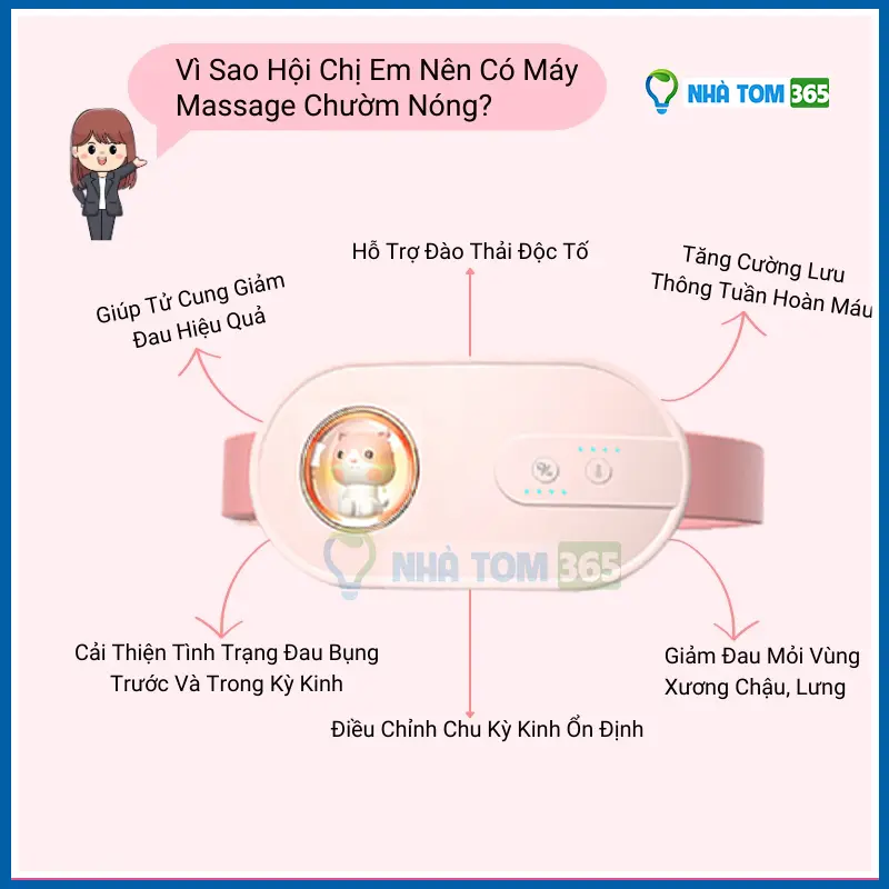 Máy Massage làm ấm b_ụng, Đai chườm nóng b.ụng giúp gi_ảm đa_u bụng ki_nh ng_uyệt -Bluechip Việt Nam 1