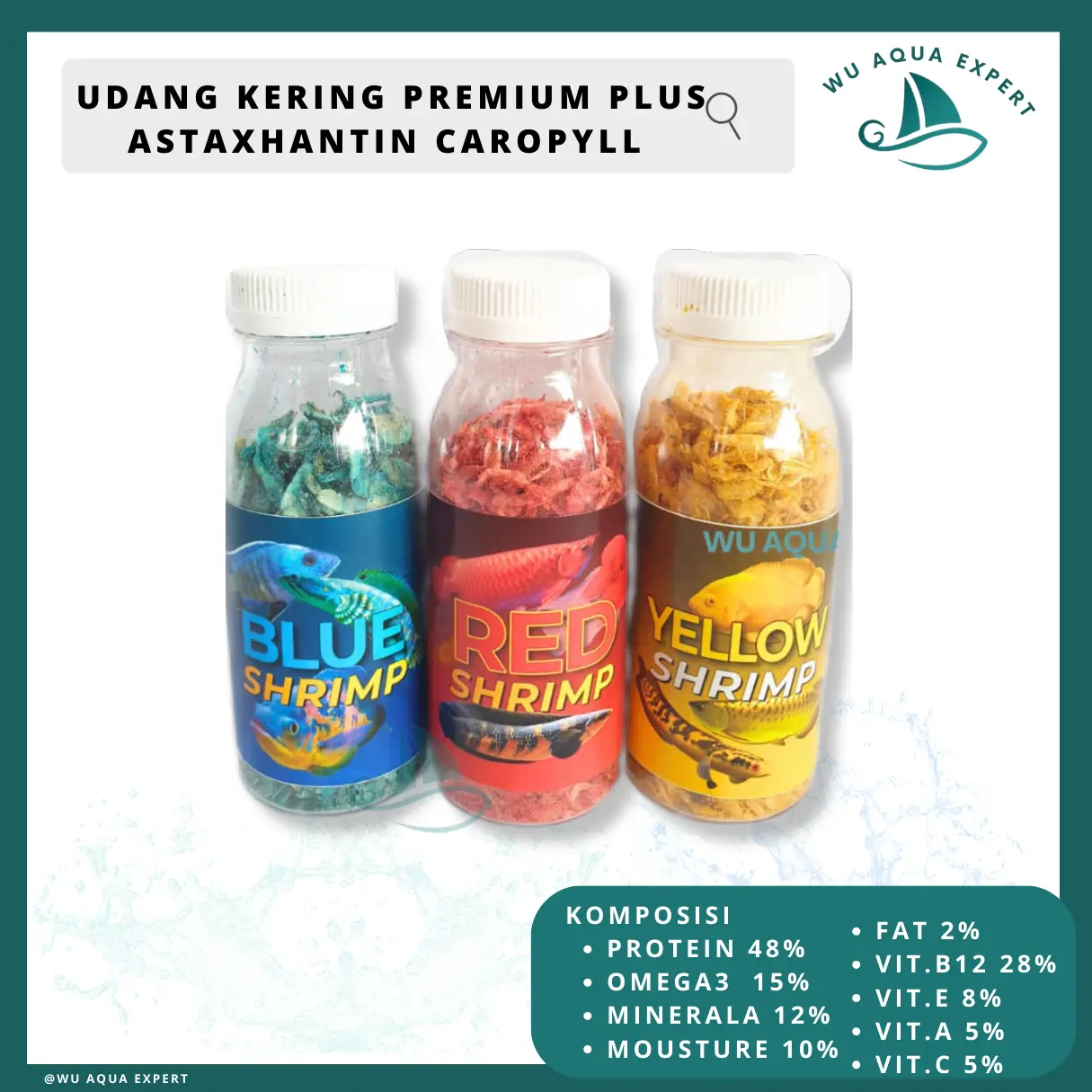 Udang Kering Premium Plus Astaxhantin Carophyll pakan predator chana louhan arwana sentarum auranti | Berat 23gram