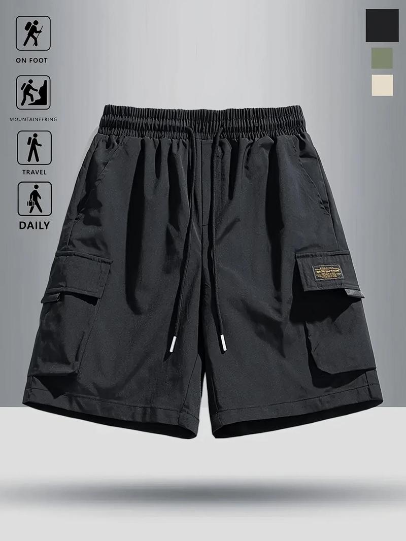 Product Introduction of Men's Solid Flap Pocket Cargo Shorts, Regular Fit Casual Fashion Comfy Shorts for Summer, Men's Bottoms for Daily Wear 1