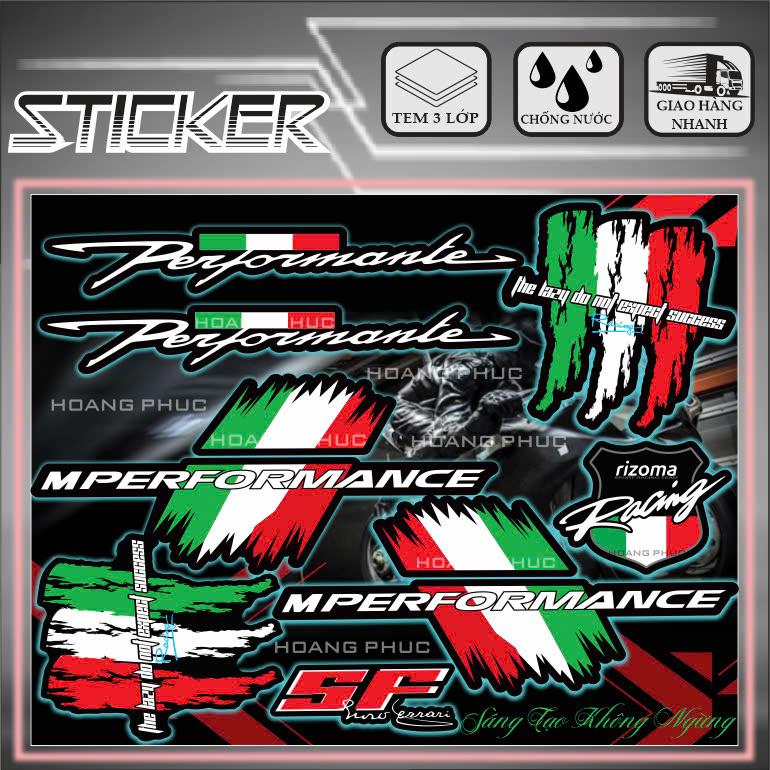 Nhãn dán sticker dán trang trí xe máy mẫu tem cờ ý dán được nhiều vị trí khác nhau ,Decal Nhãn Dán