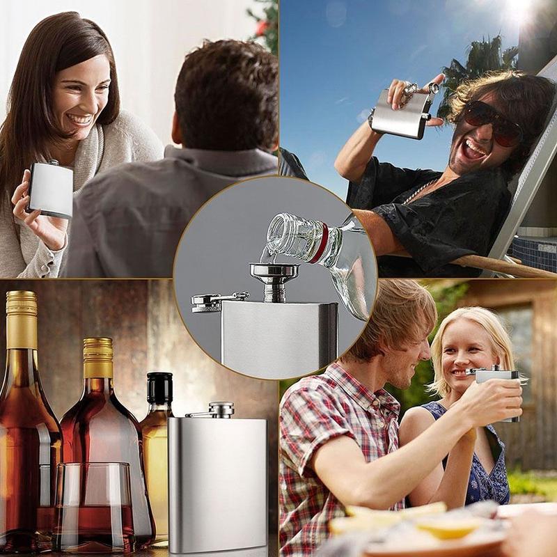Product Introduction of byinon High Quality Stainless Steel Hip Flask Portable Container Liquor Flask Convenient Leakproof Whisky Flagon Outdoor 26