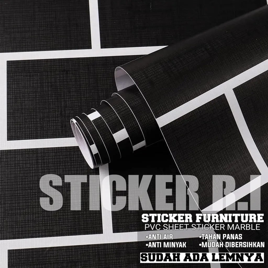 Wallpaper Dinding Bata Hitam dan motif laris Ukuran 4 meter x 45 cm Wall Sticker Welpeper