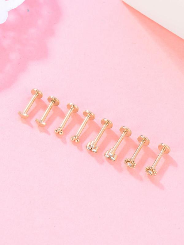 Stainless Steel Lip Stud Set, Artificial Gemstone Decor Lip Studs, Fashionable Body Jewelry for Women & Men, Trendy All-match & Exquisite Jewelry for Birthday Gift 3