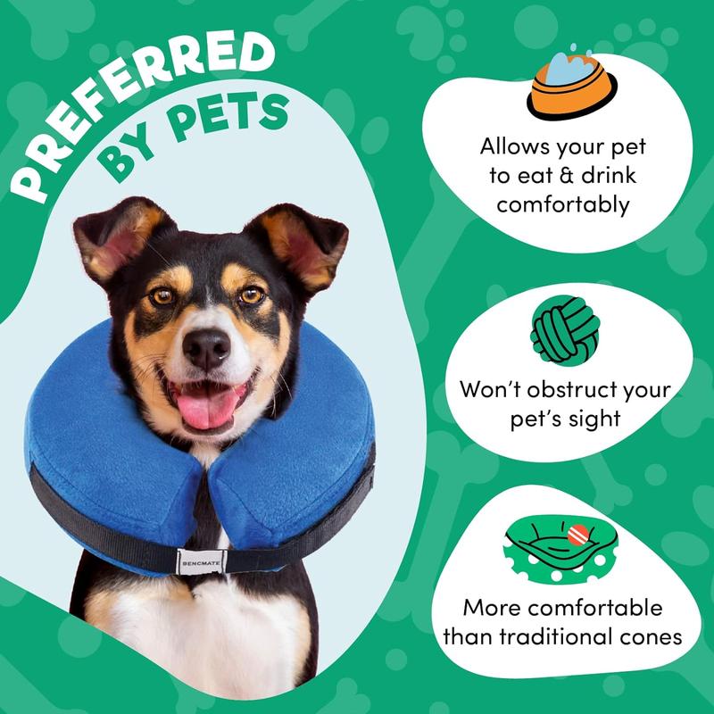 BENCMATE Protective Inflatable Collar for Dogs and Cats - Soft Pet Dog Cone Recovery Collar Does Not Block Vision E-Collar(Medium, Blue) 3