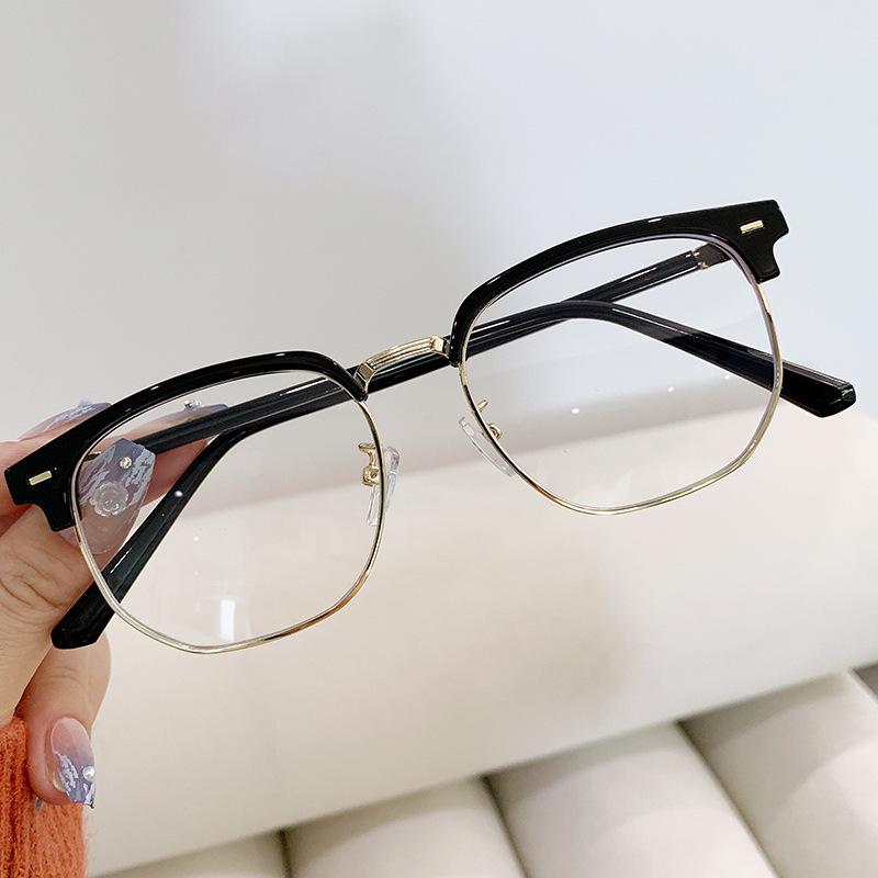 Product Introduction of New Retro Personalized Eyebrow Frame Men's Business Leisure Trend Half Frame Female Anti Blue Light Glasses Plain Glasses for Bare Face 19