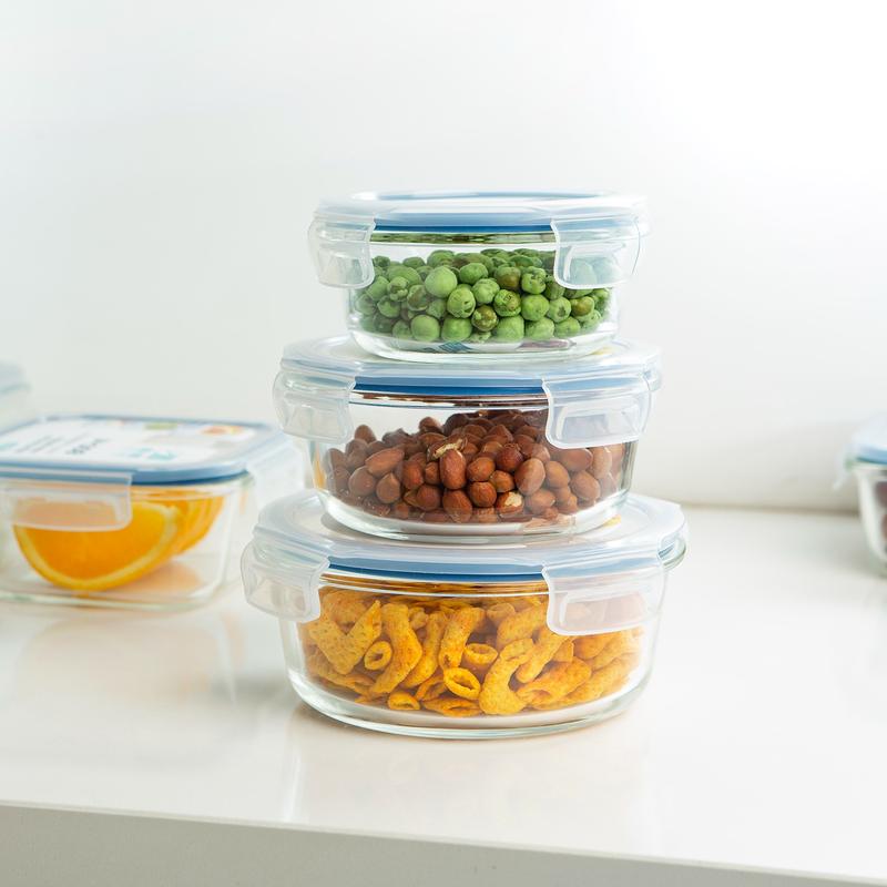  Hộp thuỷ tinh tròn Inochi - Nikko - Đựng thực phẩm đồ ăn thức ăn trong ngăn đá tủ lạnh 