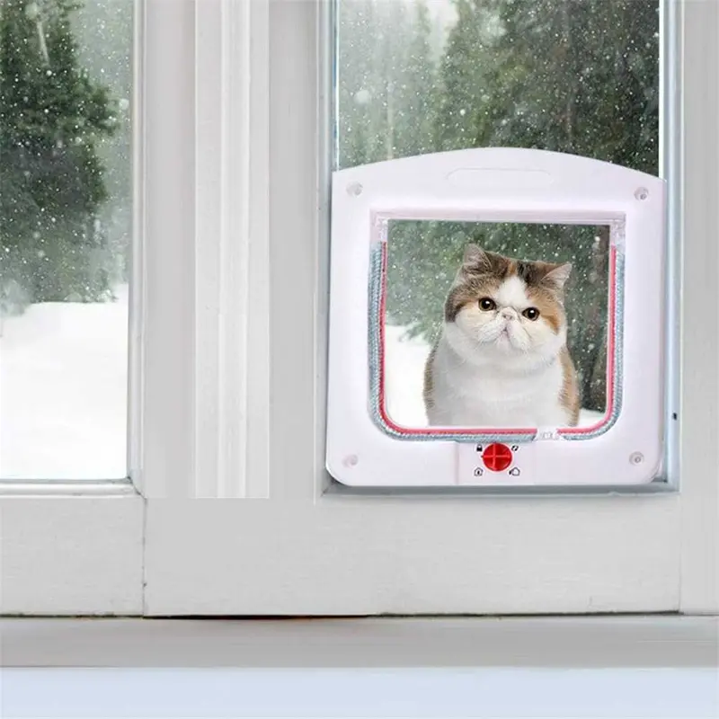 Pintu Masuk Kucing Magnetic Flap Door 4 Way Lock Pet Door 5