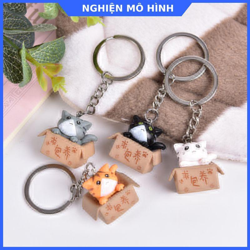 Móc khóa nhựa hình mèo con trong hộp treo balo túi xách chìa khóa Móc Chìa Khoá Móc Khoá Women Nữ