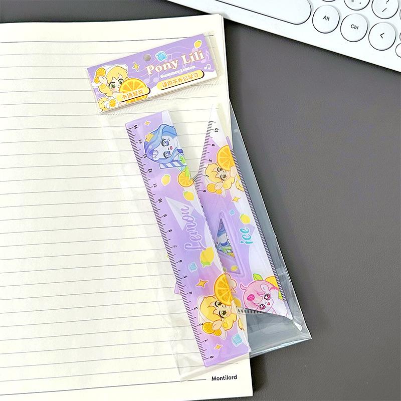 Product Introduction of 4Pcs Cartoon Pony Ruler Set Angle Ruler Protractor Triangle Ruler Multifunctional Measuring Tools Students Set School Supplies 24
